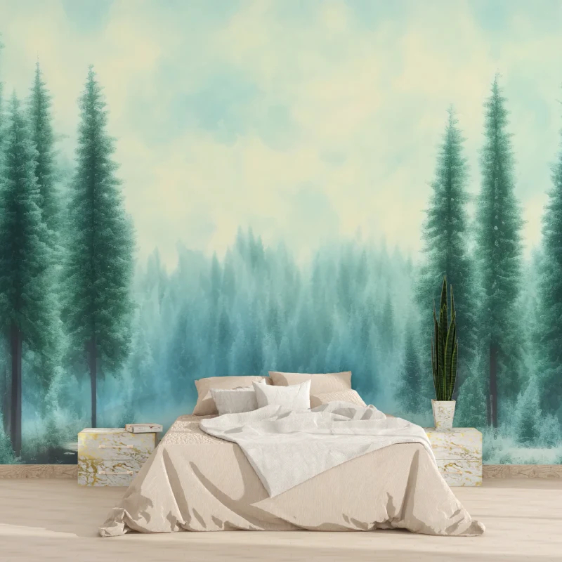 วอลเปเปอร์ป่าสีเขียวแบบกำหนดเอ - Home Improvement Background บทวิจารณ์และราคา